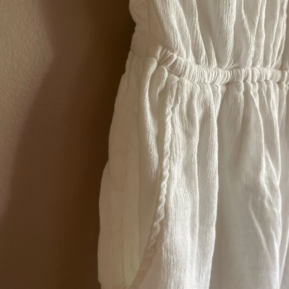 Abercrombie & Fitch Embroidered Romper Pockets Lace  Cottagecore Boho White S - Picture 4 of 10